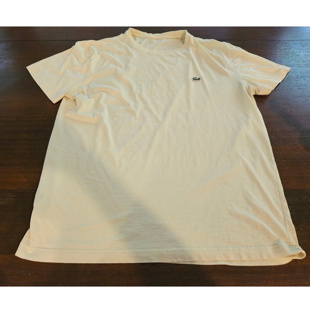 Lacoste T-Shirt Mens 5 Yellow Short Sleeve Cotton Logo Crew Neck